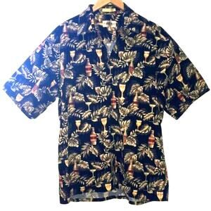 Campia Moda Beer Hawaiian Novelty Poker Short Sleeve Button Down Shirt L